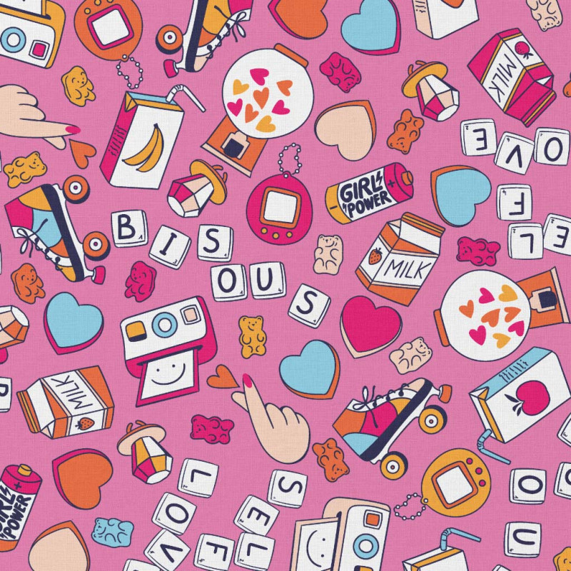 Printed Cotton GIRLPOWER Pink / Orange